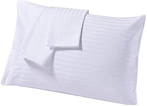Seasons Hotel Grade Pillowcases - White Colour 100% Cotton - 300 Thread Count - Stripe 1cm - Image 5